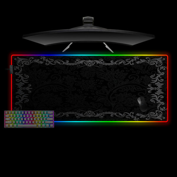 Floral Art Design XL Size RGB Illuminated Gaming Mouse Pad, Computer Desk Mat