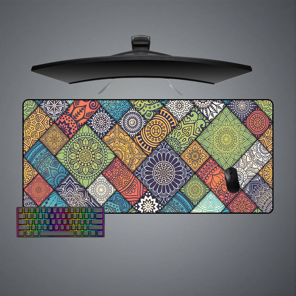 Floral Blocks Art Design M-XXL Size Gaming Desk Pad