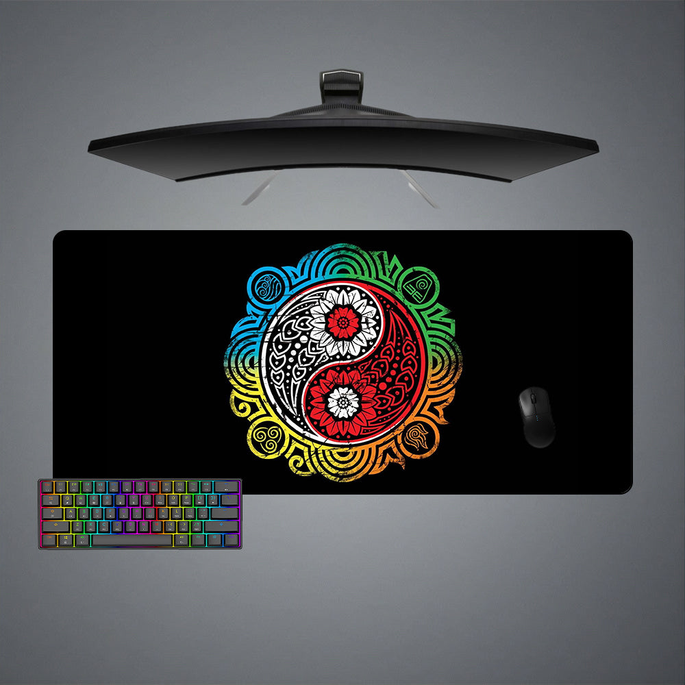 Floral Yin Yang Design XL Size Gaming Mousepad