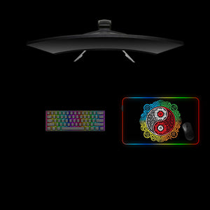 Floral Yin Yang Design Medium Size RGB Lights Gaming Mousepad