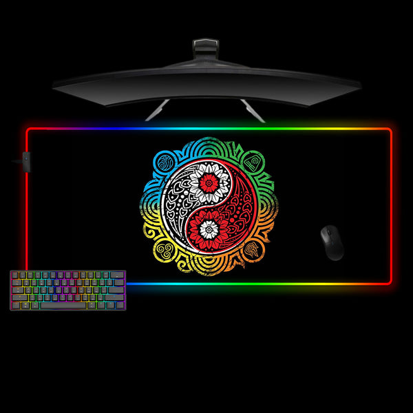 Floral Yin Yang Design XL Size RGB Lights Gaming Mousepad