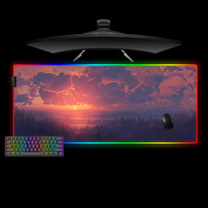 Foggy Sunset Design XXL Size RGB Lit Gaming Mouse Pad