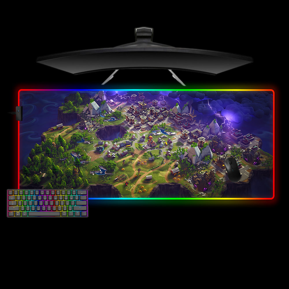 Fortnite Map Design XXL Size RGB Illuminated Gaming Mouse Pad