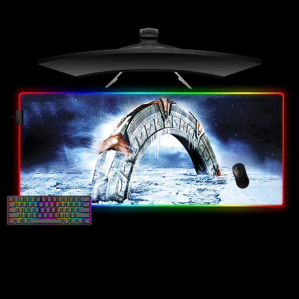 Frozen Stargate Design XXL Size RGB Backlit Gaming Mouse Pad, Computer Desk Mat