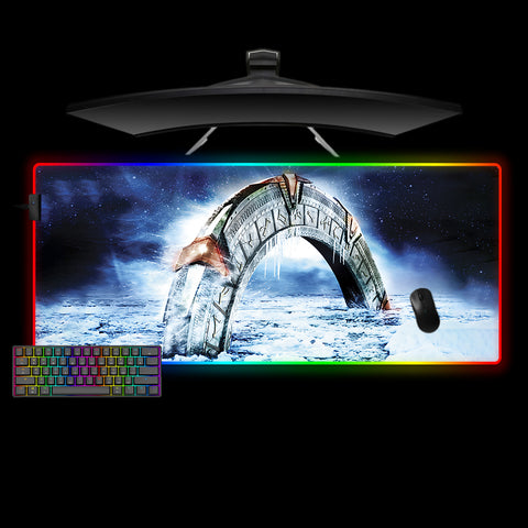 Frozen Stargate Design XXL Size RGB Backlit Gaming Mouse Pad, Computer Desk Mat