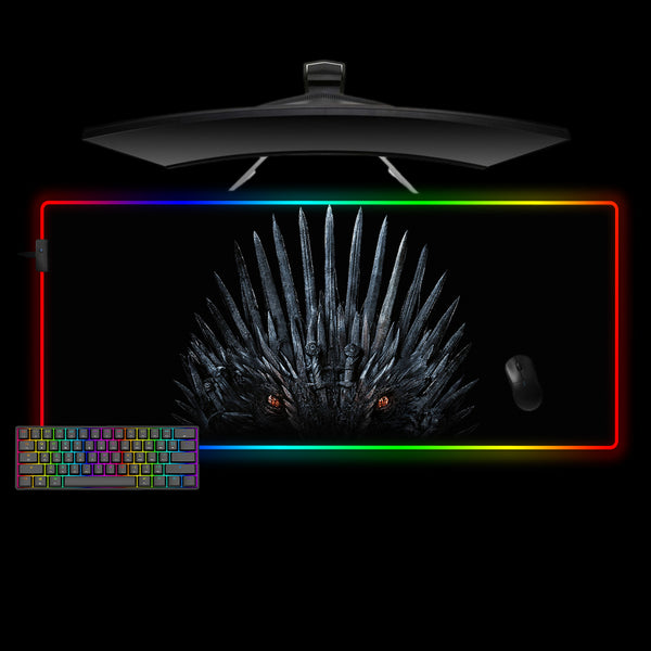XL size RGB lit gamer mouse pad with Game of Thrones Dragon Throne printed design