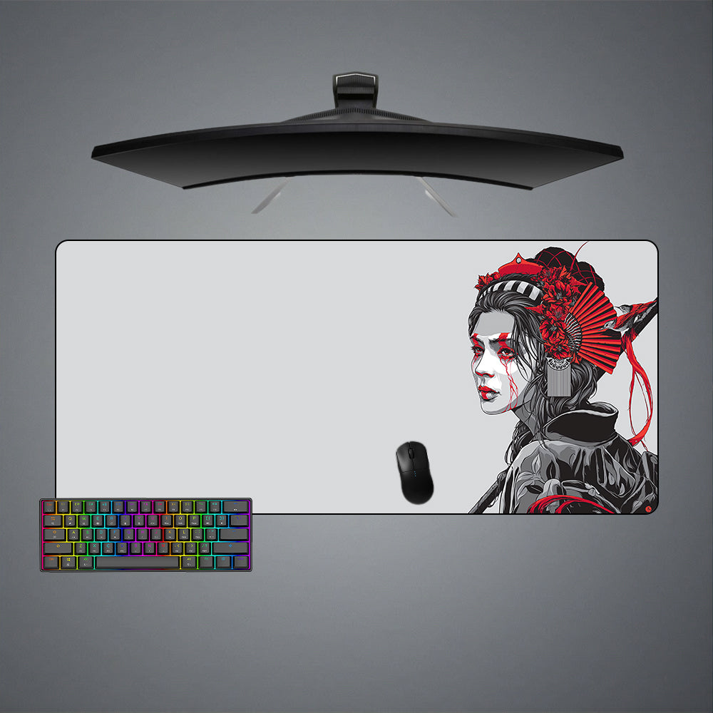 XXL size gamer mouse pad with geisha art design