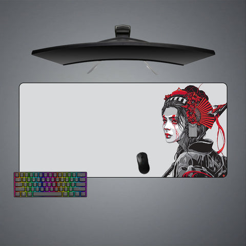 XXL size gamer mouse pad with geisha art design