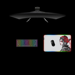 Medium size RGB lit gamer mouse pad with geisha art design