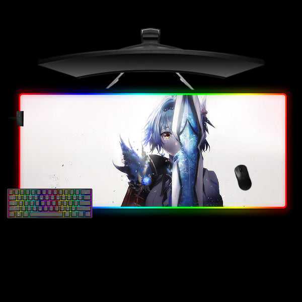 Genshin Impact Eula Tears Design XL Size RGB Backlit Gaming Mouse Pad, Computer Desk Mat