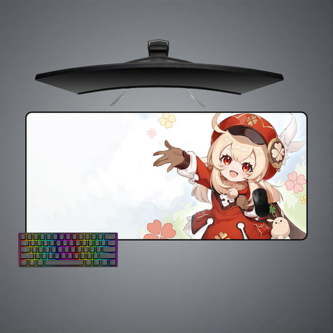 Large Size Mouse Pad with Genshin Impact Klee Happy Waving Printed Design