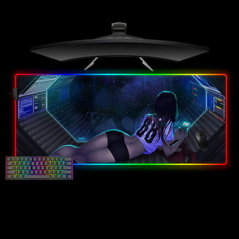 Girl In Space Design XXL Size RGB Lit Gaming Mousepad