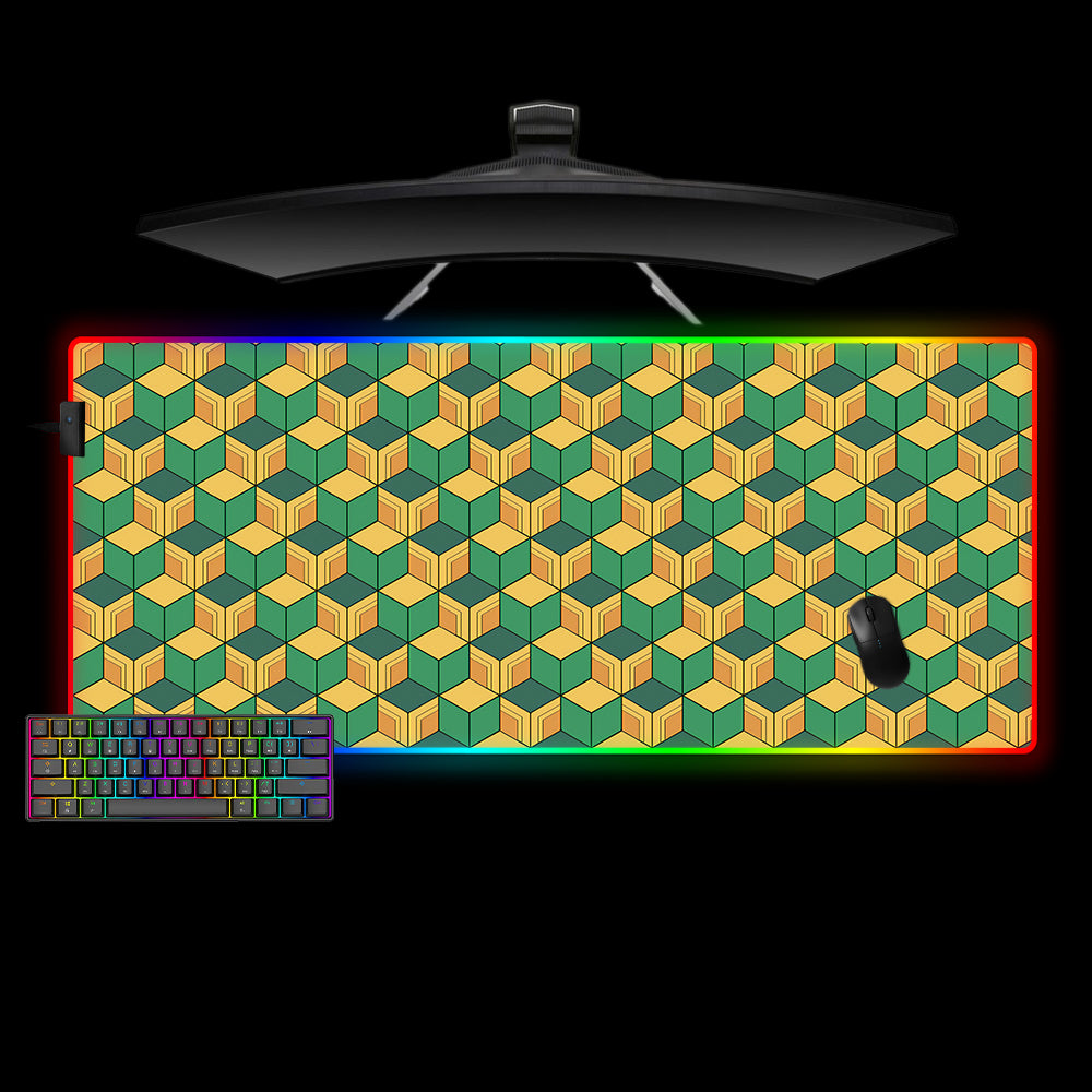 Giyu Haori Pattern Design Large Size RGB Lighting Gaming Mouse Pad