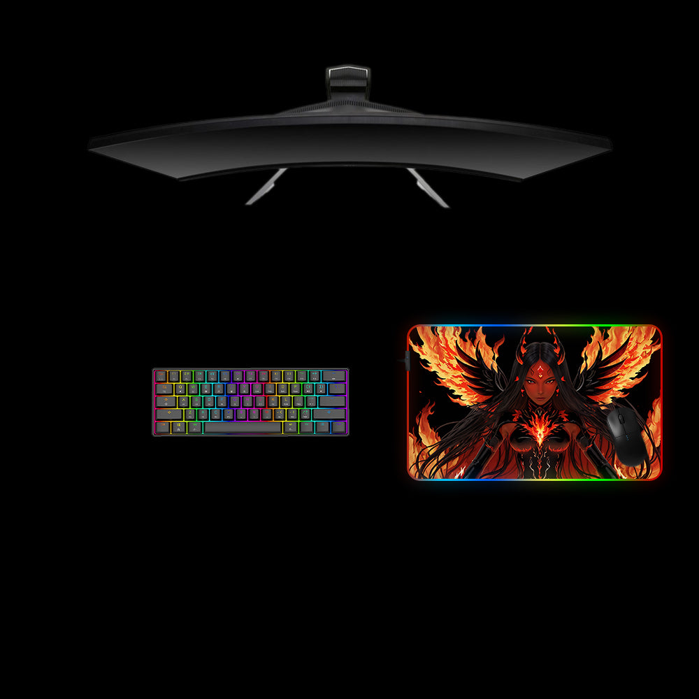 Goddess of Fire Design Medium Size RGB Light Gamer Mouse Pad