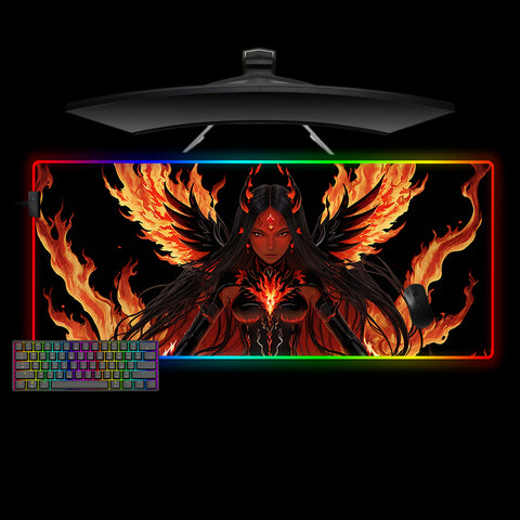 Goddess of Fire Design XXL Size RGB Light Gamer Mouse Pad