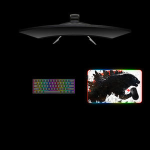 Godzilla Splatter Design Medium Size RGB Lit Gaming Mouse Pad