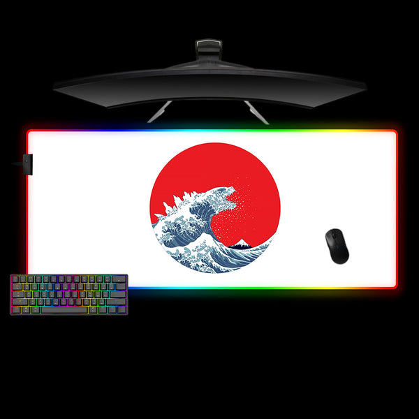 Godzilla Wave Design XXL Size RGB Lit Gamer Mouse Pad