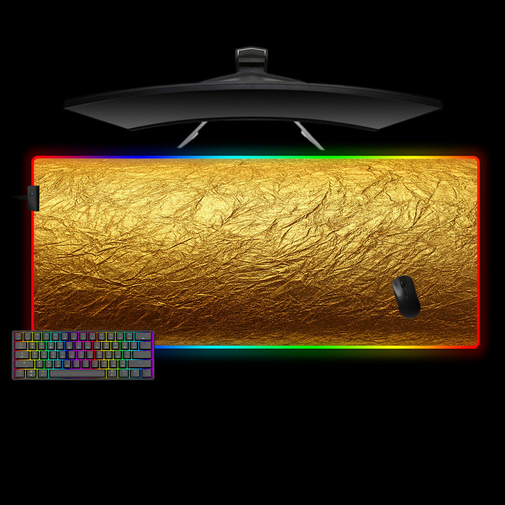 XXL size RGB lit gamer mousepad with Gold Foil printed design
