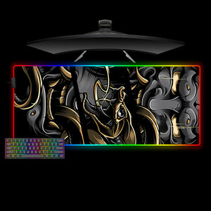 Golden Snake Oni Design XXL Size RGB Lit Gaming Mouse Pad
