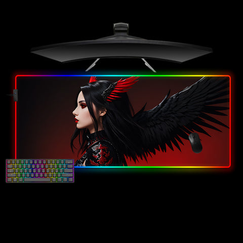 Goth Angel Design Large Size RGB Light Gaming Mouse Pad