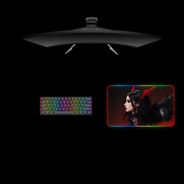 Goth Angel Design Medium Size RGB Light Gaming Mouse Pad
