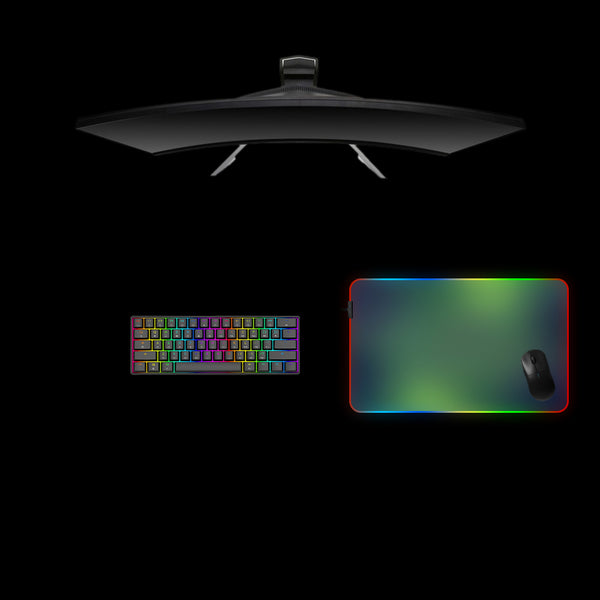 Medium size RGB lit gamer mousepad with Gradient Green printed design