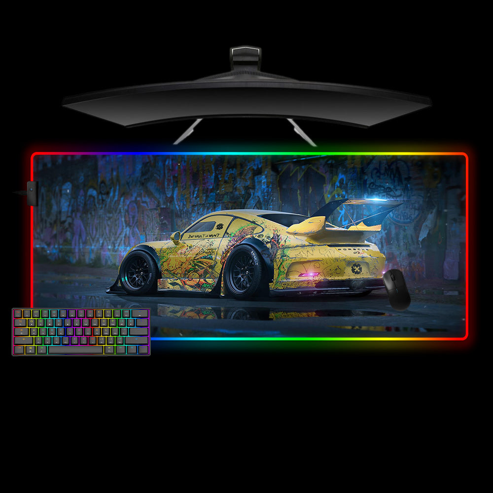 Graffiti 911 Design XL Size RGB Gamer Mouse Pad