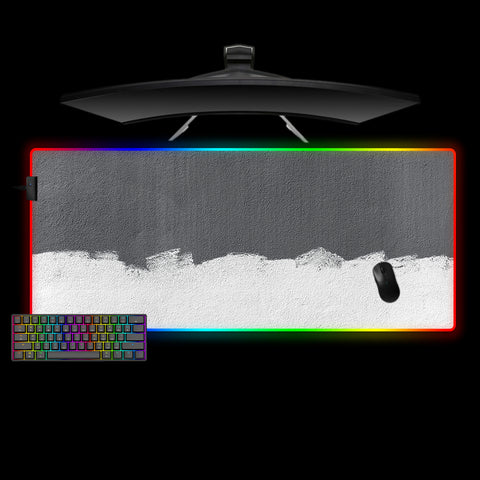 Gray & White Brush Strokes Design XL Size RGB Backlit Gamer Mouse Pad