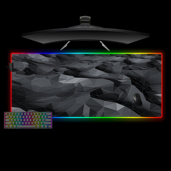 Gray Geometry Design Extra Large Size RGB Lit Gaming Mouse Pad, Computer Desk Mat