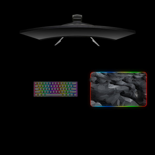 Gray Geometry Design Medium Size RGB Lit Gaming Mouse Pad, Computer Desk Mat