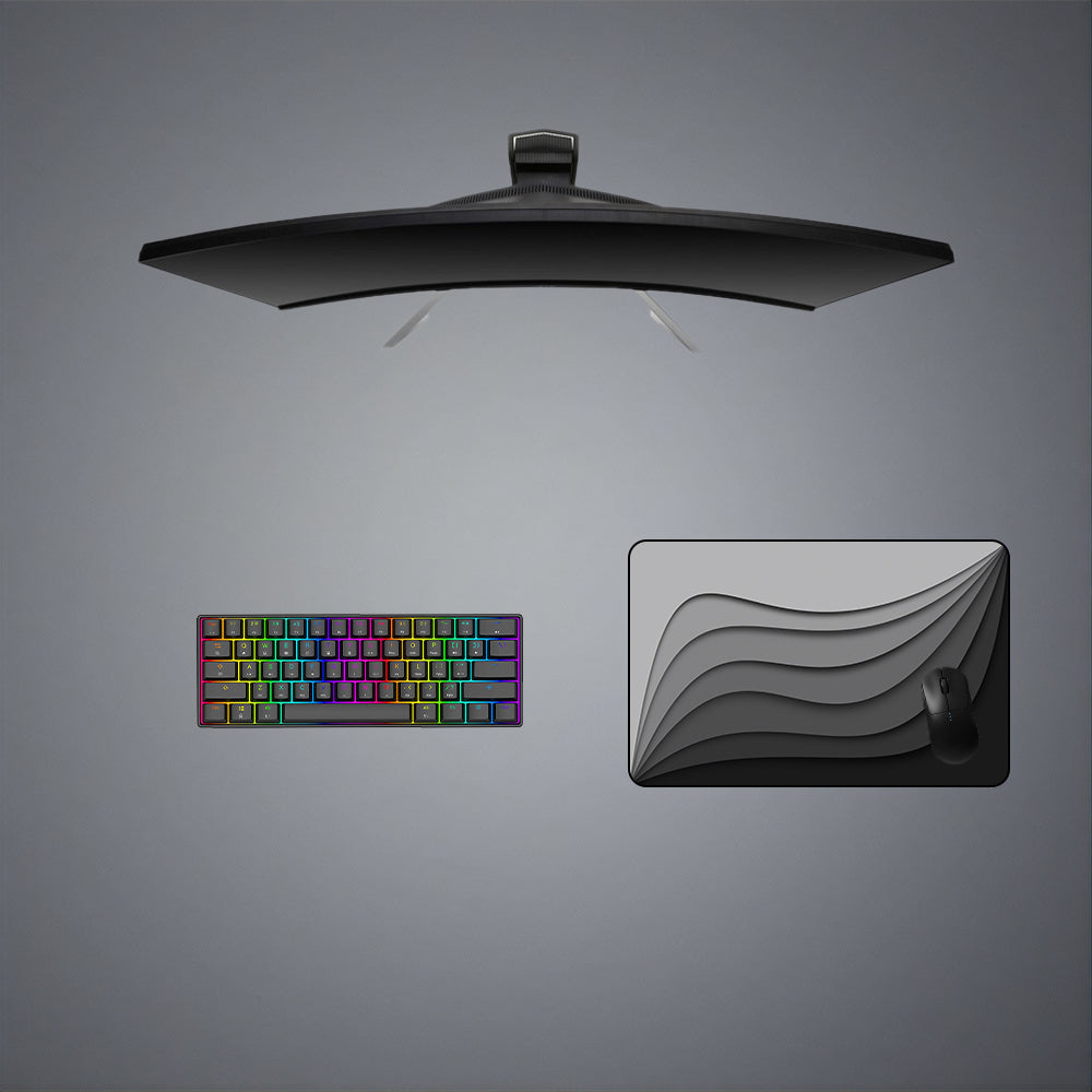 Grayscale Waves Design Medium Size Gamer Mouse Pad, Computer Desk Mat