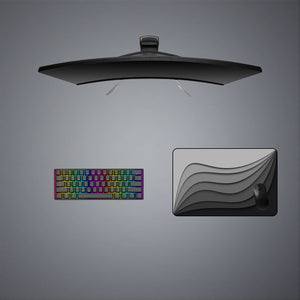 Grayscale Waves Design Medium Size Gamer Mouse Pad, Computer Desk Mat