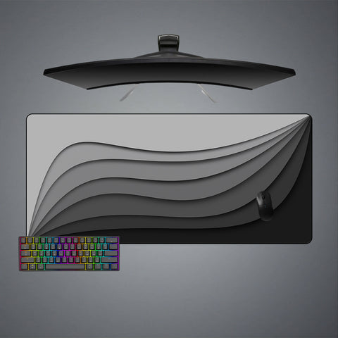 Grayscale Waves Design XXL Size Gamer Mouse Pad, Computer Desk Mat