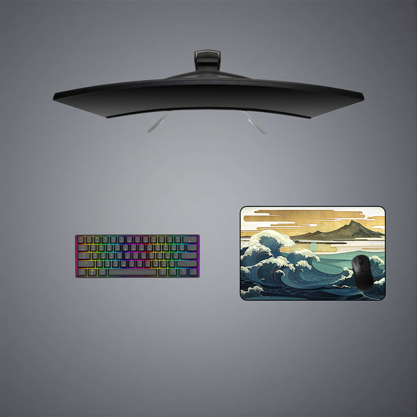 Medium size gamer mouse pad with great wave art design