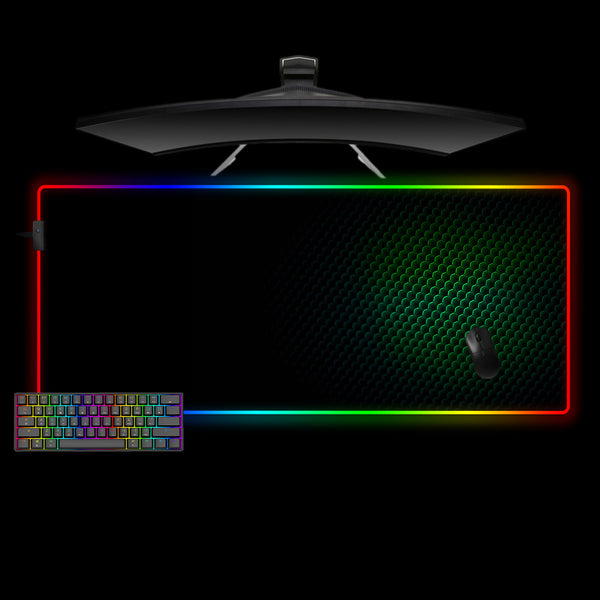 Green Honeycomb Design XXL Size RGB Light Gamer Mousepad