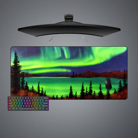 Green Northern Lights Painting Design Large Size Gaming Mouse Pad