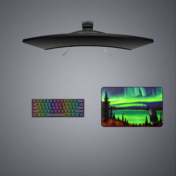 Green Northern Lights Painting Design Medium Size Gaming Mouse Pad