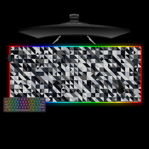 Grey Mozaic Design XL Size RGB Light Gamer Mouse Pad