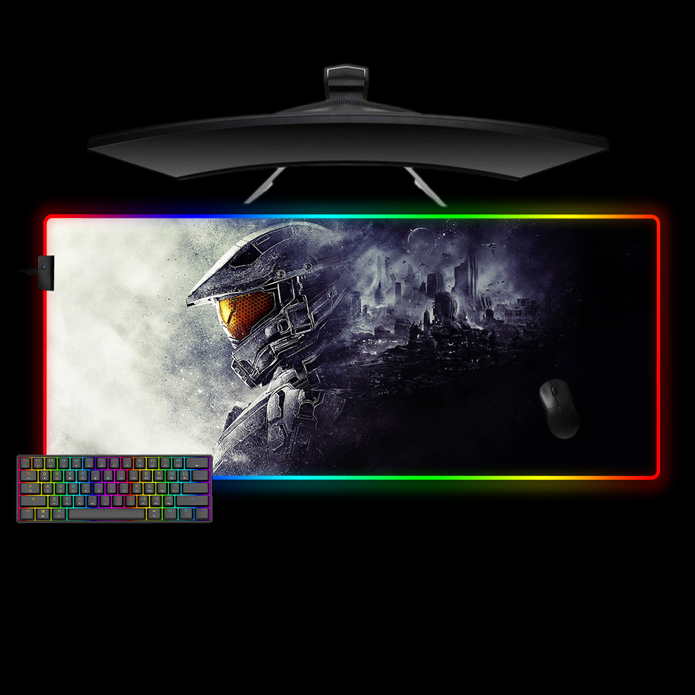 Halo Fade Design Large Size RGB Light Gamer Mouse Pad, Computer Desk Mat