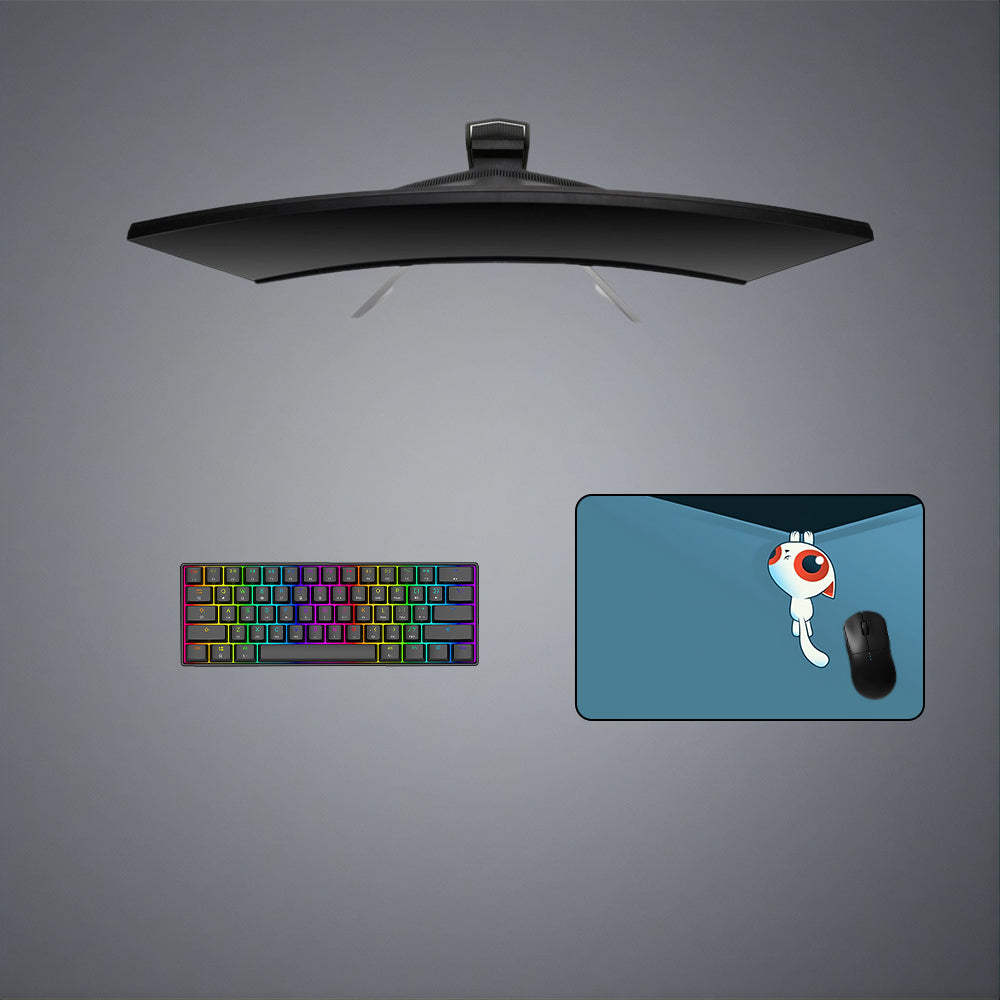 Hang in There Cat Design Medium Size Gaming Mousepad, Computer Desk Mat