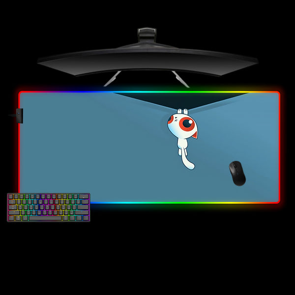 Hang in There Cat Design XXL Size RGB Lit Gaming Mousepad, Computer Desk Mat