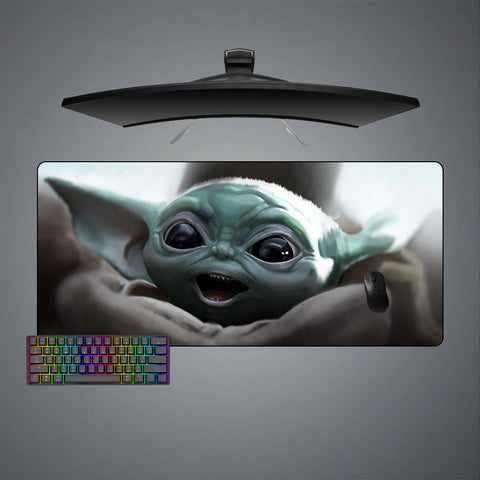 Happy Baby Yoda Design XXL Size Gaming Mouse Pad