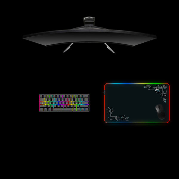 Heart Circuit Design Medium Size RGB Light Gamer Mouse Pad