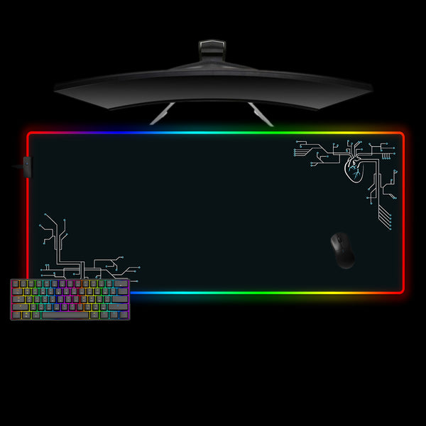 Heart Circuit Design XXL Size RGB Light Gamer Mouse Pad