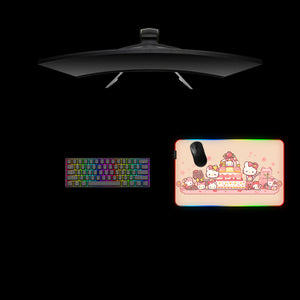 Hello Kitty Sweets Design Medium Size RGB Backlit Gamer Mouse Pad, Computer Desk Mat