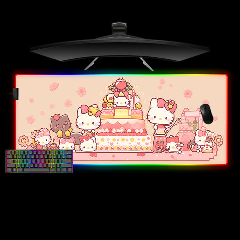 Hello Kitty Sweets Design XL Size RGB Backlit Gamer Mouse Pad, Computer Desk Mat