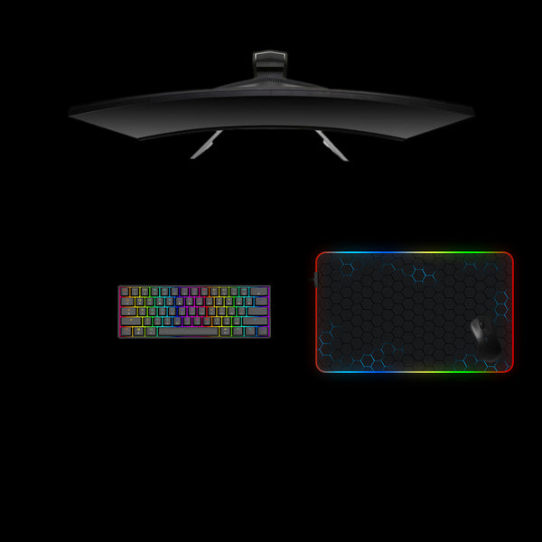 Hex Blue Edge Glow Design Medium Size RGB Light Gamer Mouse Pad