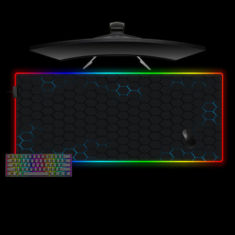 Hex Blue Edge Glow Design XL Size RGB Light Gamer Mouse Pad