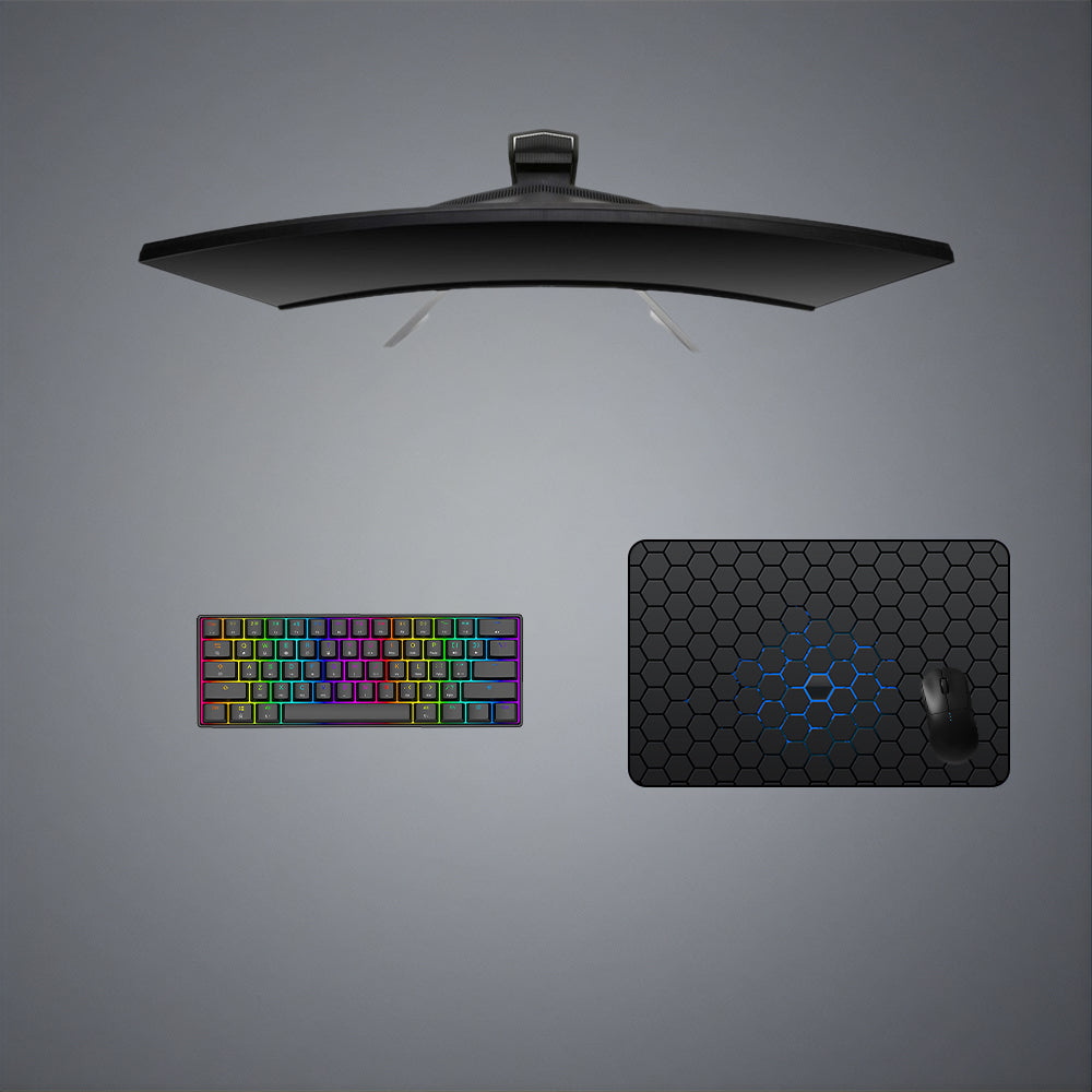 Hex Blue Inner Glow Design Medium Size Gamer Mouse Pad