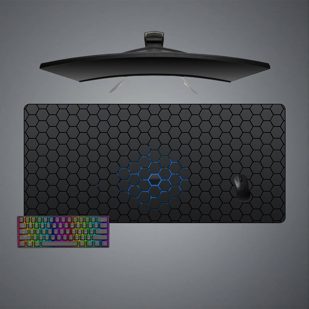 Hex Blue Inner Glow Design XL Size Gamer Mouse Pad